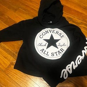 Converse hoodie black and white cropped